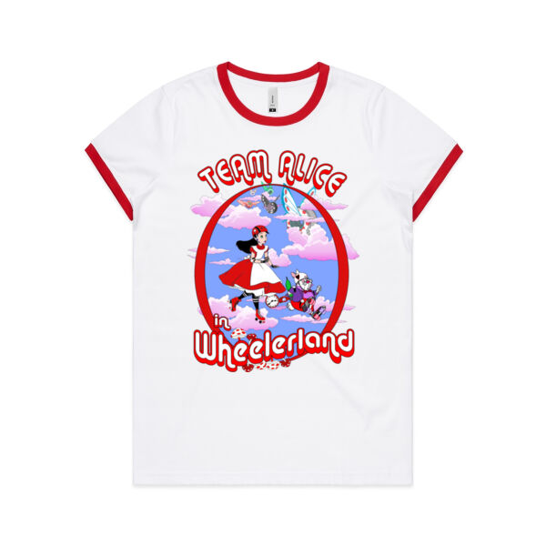 Team Alice in Wheelerland - Special Red Edition - Womens Ringer Tee Thumbnail